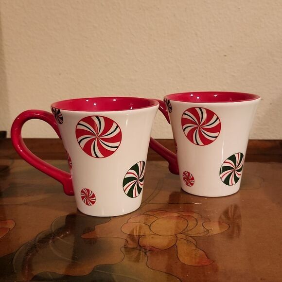Pier 1 Imports Candy Cane Cup Mug 10oz. Set of 2 - Picture 2 of 8